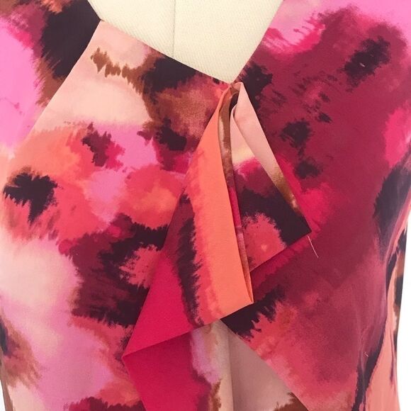 Loft Drape Ruffle Front Sleeveless Floral Watercolor Layering Blouse Small EUC - Picture 4 of 6